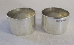 2 silver napkin rings 'Wesney 1945' and 'Marjorie 1945' Sheffield 1944 weight 3.