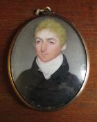 19th century miniature portrait of a gentleman H 7 cm