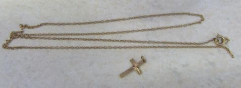 9ct gold chain (af) & 9ct gold cross weight 2.
