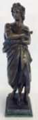Large patinated bronze of a classical figure on a marble base & signed Daiov