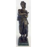 Large patinated bronze of a classical figure on a marble base & signed Daiov