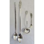 Selection of Peruvian silver inc ladle and spoons total weight 3.