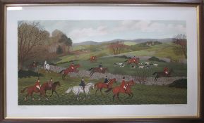 French Artists Proof lithographic print 15/36 of horses and hounds by Vincent Haddelsey (1934-2010)