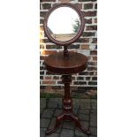 Early Victorian mahogany shaving mirror on tripod stand