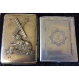 WWI Lincolnshire Regiment cigarette case & another Lincolnshire Regiment cigarette case