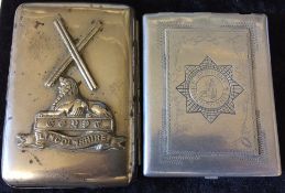 WWI Lincolnshire Regiment cigarette case & another Lincolnshire Regiment cigarette case