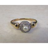 Tested as 9ct gold diamond and pearl ring size K