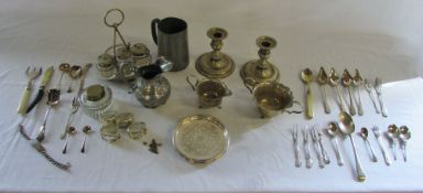 Assorted silver plate and pewter