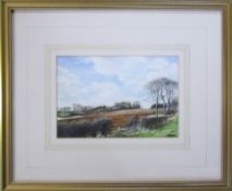 David N Robinson collection - Watercolour of early March on Bluestone Moor Road by North Kelsey