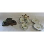 Japanese satsuma style part tea service & a vintage musical cigarette holder/stand