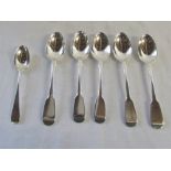 6 silver teaspoons London 1859/1860 (5) & London 1857 (1) weight 3.