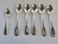 6 silver teaspoons London 1859/1860 (5) & London 1857 (1) weight 3.