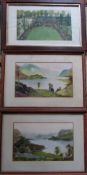 3 watercolours by A T Cornwell 59 cm x 41.