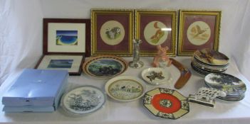 Various collectors plates, Wedgwood pewter candlestick, Wedgwood Noahs Ark 'Panther', Natwest pig,