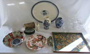 AMENDED DESCRIPTION - Various ceramics and glassware inc Delft vase & Royal Crown Derby plate