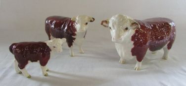 Set of 3 Beswick Hereford cattle 'champion of champions'