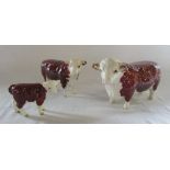 Set of 3 Beswick Hereford cattle 'champion of champions'