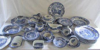 Large quantity of Spode Italian blue and white ceramics