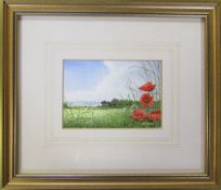 David N Robinson collection - Watercolour of Poppies nr Kirton Lindsey by North Kelsey artist E L