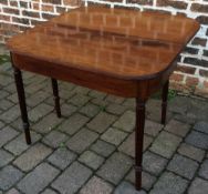 Georgian mahogany fold over breakfast table with parquetry stringing & reeded legs