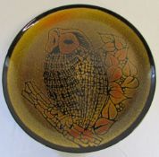 Poole pottery Aegean owl charger signed D Brogan D 32 cm