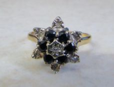 9ct gold sapphire and diamond ring size P (total weight 2.