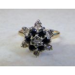 9ct gold sapphire and diamond ring size P (total weight 2.