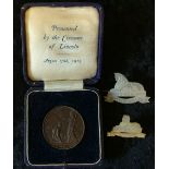 Bronze commemorative medallion in presentation case 'Presented by the citizens of Lincoln August