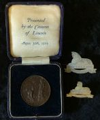 Bronze commemorative medallion in presentation case 'Presented by the citizens of Lincoln August
