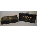 2 vintage First Aid tin boxes with contents