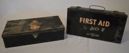 2 vintage First Aid tin boxes with contents