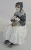 Royal Copenhagen figure of seated lady darning/sewing no 1317 H 23 cm