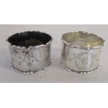 2 silver napkin rings Birmingham hallmarks weight 1.