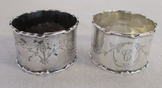 2 silver napkin rings Birmingham hallmarks weight 1.