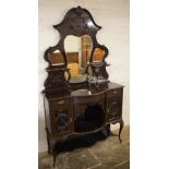 Ornate early 20th century bow fronted mirror back sideboard on cabriole legs