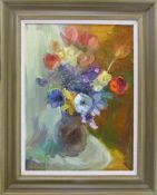 Oil on board of a vase of flowers signed Banbury 57 cm x 71 cm