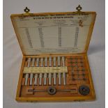 Rare Bergeon watchmakers set of dies and screw taps right hand in original wooden box