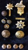 Selection of Lincolnshire Regiment collar badges & buttons, Royal Anglian head dress badge,