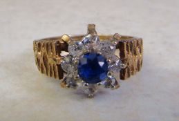 9ct gold ring with spinel stones size K/L (total weight 3 g)