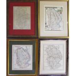 4 19th century framed maps of Lincolnshire
