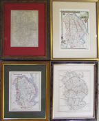 4 19th century framed maps of Lincolnshire