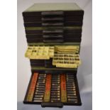 5 metal miniature Favorite watchmakers stacking cabinets filled with minor watch parts and spares