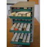 'Ebauches Sa Neuchatel' miniature watchmakers stacking cabinet filled with minor watch repair parts