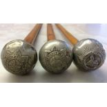 3 Lincolnshire Regiment ball top swagger sticks