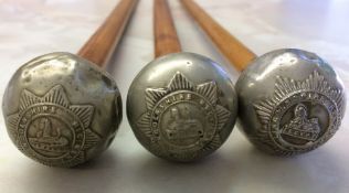 3 Lincolnshire Regiment ball top swagger sticks