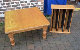 Pine coffee table and a CD rack