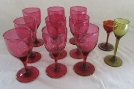 11 coloured glasses inc cranberry