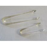 2 silver sugar tongs London 1801 & Birmingham 1909 weight 1.