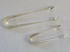 2 silver sugar tongs London 1801 & Birmingham 1909 weight 1.