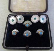 Pair of 9ct gold, mother of pearl and turquoise cufflink's total weight 6.